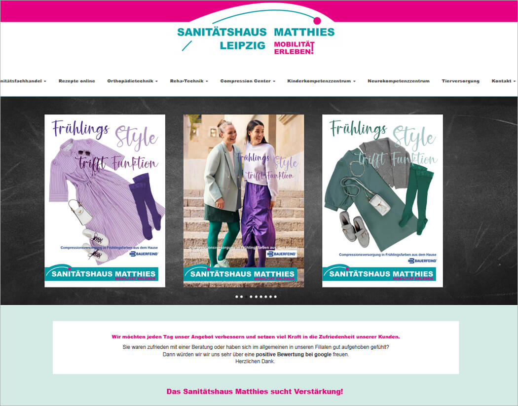 Webseite 2014 Sanitätshaus Matthies Leipzig