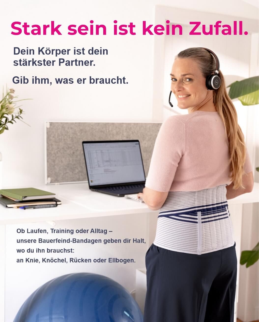 Frau mit Gitarre und pinker Kompressionsstrumpfhose